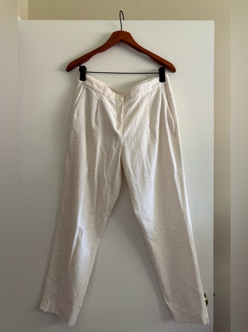 Mossimo Dutti Women's Cream Straight-Leg Corduroy Trousers